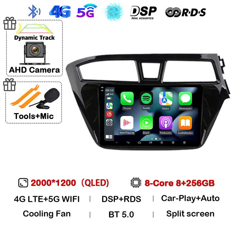 Android 14 Carplay Auto WIFI+4G For Hyundai I20 RHD 2015 2016 2017 2018 Car Radio Multimedia Player Stereo Head Unit 2din Audio