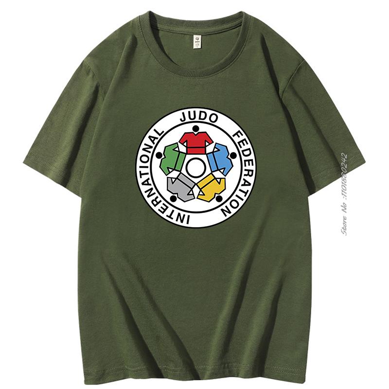Fashion Crew Neck Tshirt Summer Cotton Tees Loose Tops Ijf International Judo Federation Unisex Mens Short Sleeve Tshirt