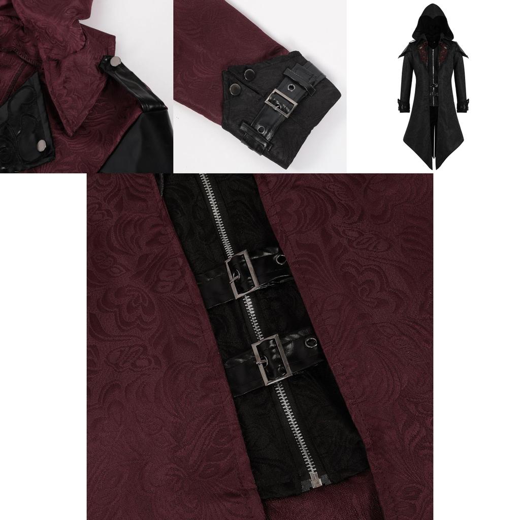 European Medieval Vintage Mens Padded Knit Coat With Hood For Halloweentheater Costumes