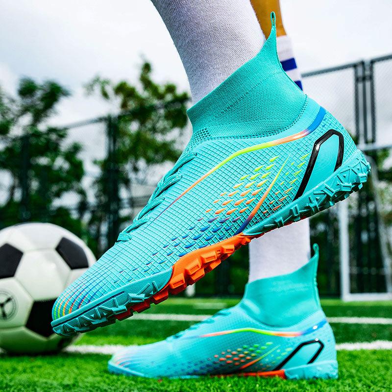 Professional Sports Soccer Shoes Men's High Top Student Teen Male TF Broken Nails Girl Training Adult Game