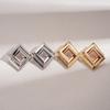 Metal Smooth Geometric Rhombus Cross Silver Needle Earrings Cold Wind Personality Earrings