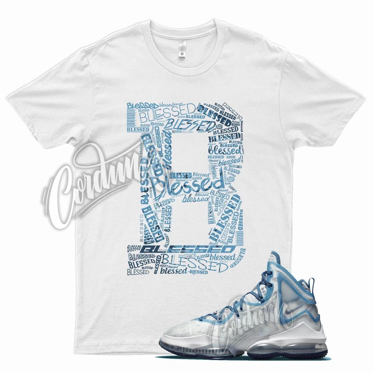 

White BLESSED T Shirt for N Lebron 19 Blue Space Release 2021 M