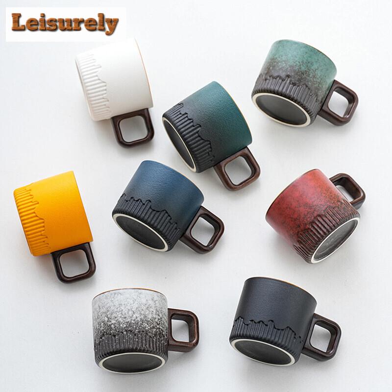 50ML Japanese Style Tea Cup Kiln Transformation Ceramic Coffee Mug Espresso Cup Gongfu Retro Crude Pottery Handle Wine Drinkware