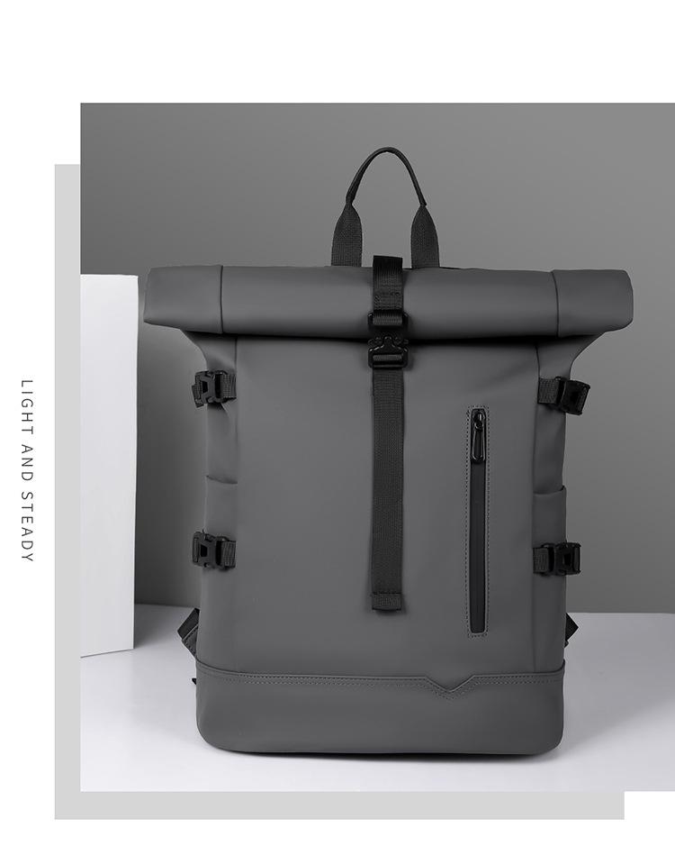 Men's Fashionable Roll-Up Backpack, Large Capacity Travel & Laptop Bag, Schoolbag for College Students