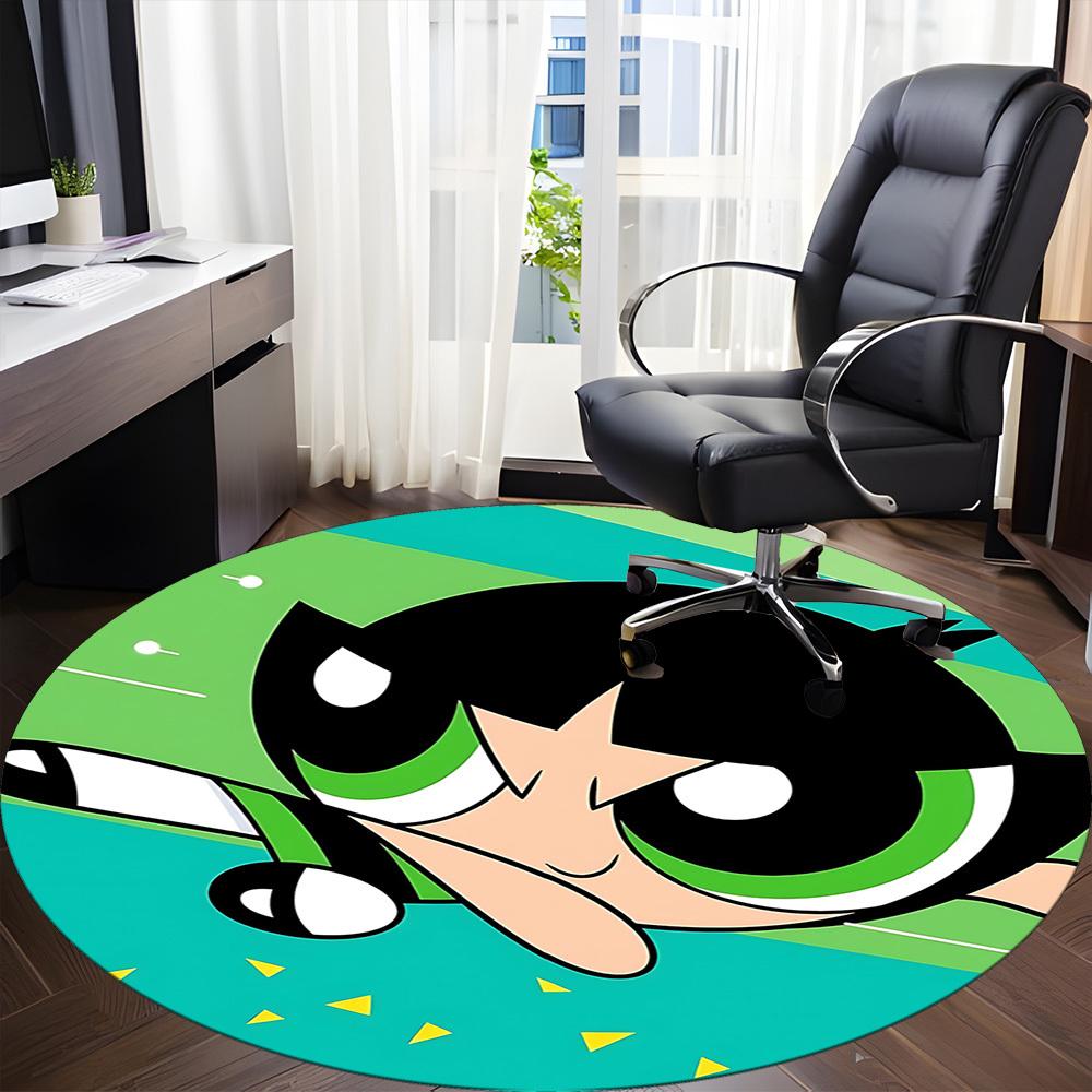 1pc Powerpuff Girls Blossom Office Round Area Rug, Under Office Chairs Bedroom Living Room Home Decor  a1022124