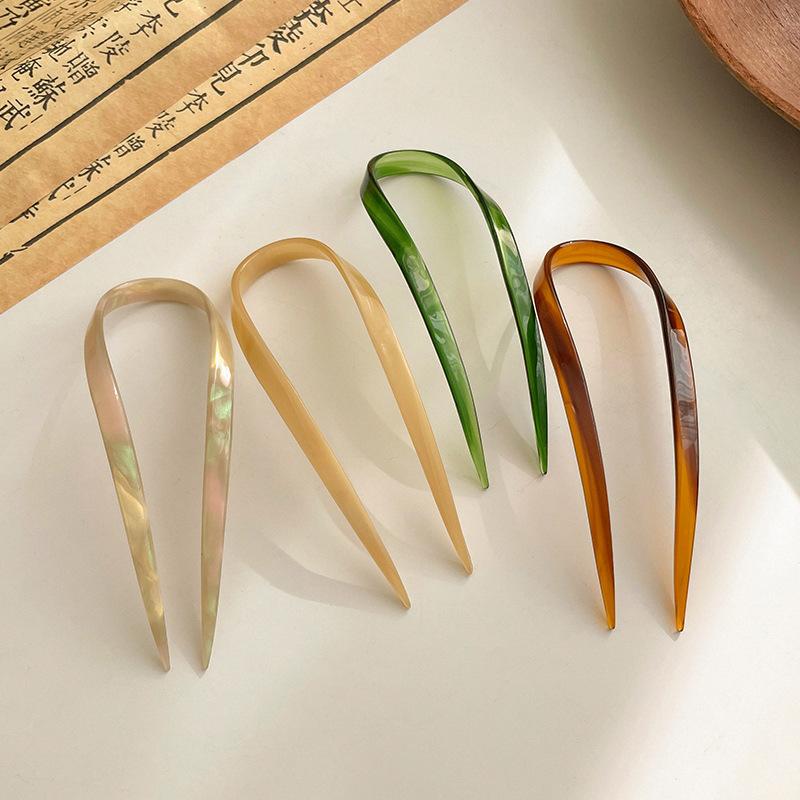 2023 Ny vintage U-formede hårnåler Utsøkt acetat hårklemme Mote gjør-det-selv-hårgrep Barrettes For kvinner Hårtilbehør Hodeplagg