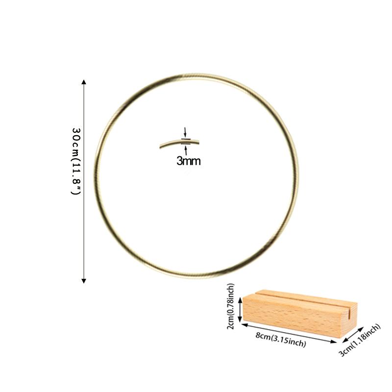 Gold Metal Floral Hoop Garland with Wood Place Card Holder for Wedding Table Floral Centerpieces DIY Wreath Macrame Table Craft