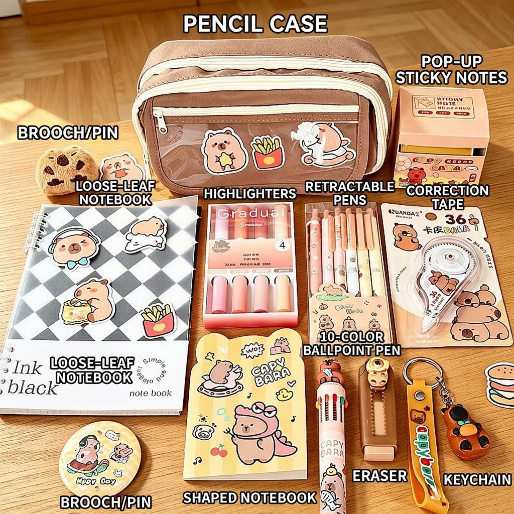 Capybara Themed All-in-one School Stationery Set, Stationery Gift Box for Students Kids, for Birthday Graduation Holiday Gift