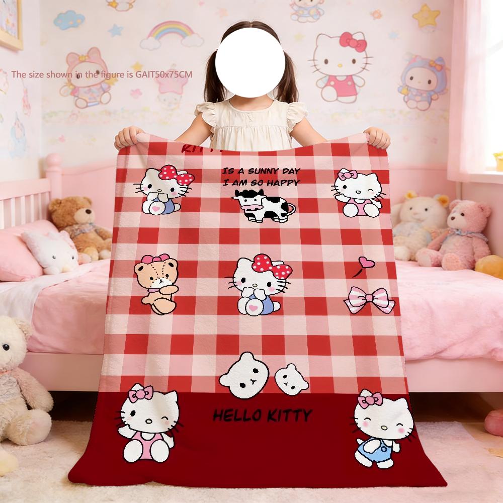 

Cute Hello K-KittyS Cartoon Art Blanket For Soft Throw Blanket for Picnic Bed Sofa Home Bedroom Cozy Warm Comfortable 75x90cm