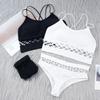 Frauen Tank Crop Top Nahtlose Unterwäsche Set Weibliche Kreuz Rohr Tops Streetwear Sport Bralette mit Tangas Sexy Femme Leibchen Dessous