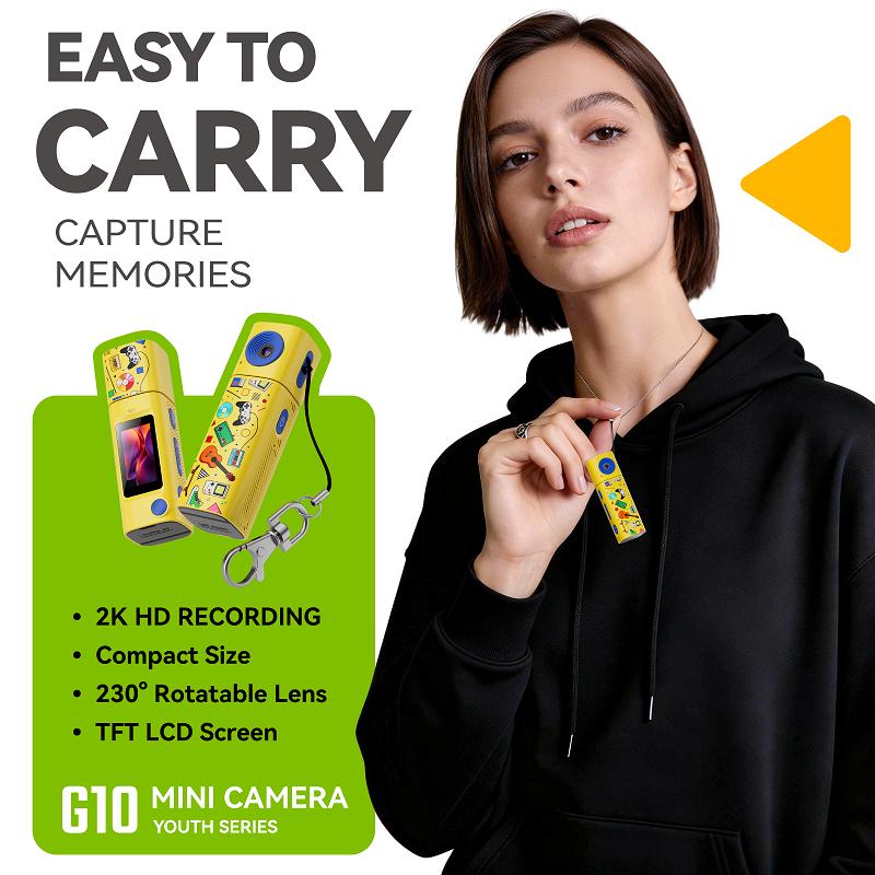 Action Camera 2K HD Portable Sports Camcorder for Students Outdoor Photography Video Long Battery