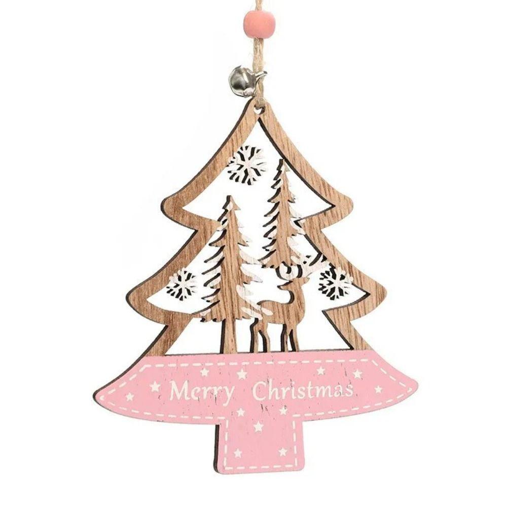 Wooden Xmas Tree Pendant Pentagrams Santa Claus Ornament Christmas Hanging Ornament Weddings