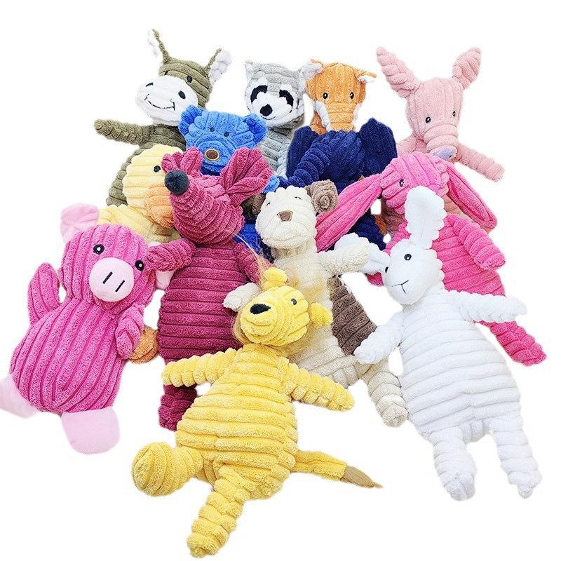 Corduroy Plush Dog Toy: Sounding, Teething, Teeth Cleaning, Boredom Relief with Monkey & Fox Designs.