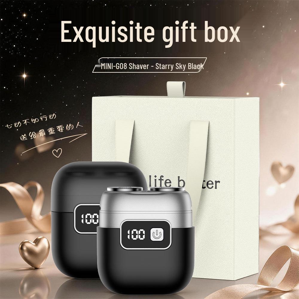 Compact Dual-Head Magnetic Electric Shaver: Rechargeable Razor with Digital Display and Gift Box