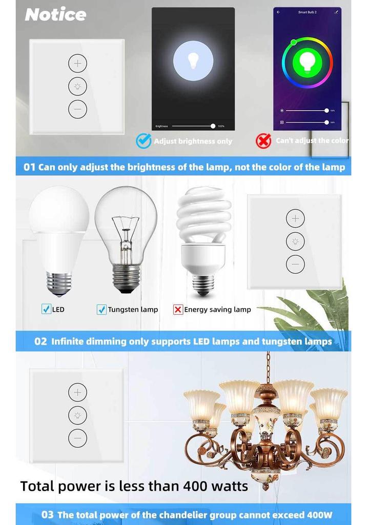 Graffiti Smart Touch Dimmer Switch with WiFi & App Control for EU/US