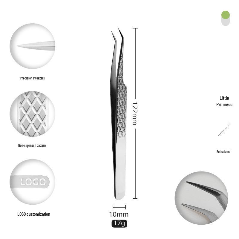 Golden Feather Stainless Steel Eyelash Tweezers for Grafting and Extensions
