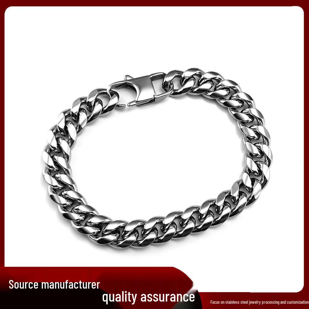 Trendy Punk Men's Titanium Steel Cuban Bracelet - European American Style Hip Hop Jewelry