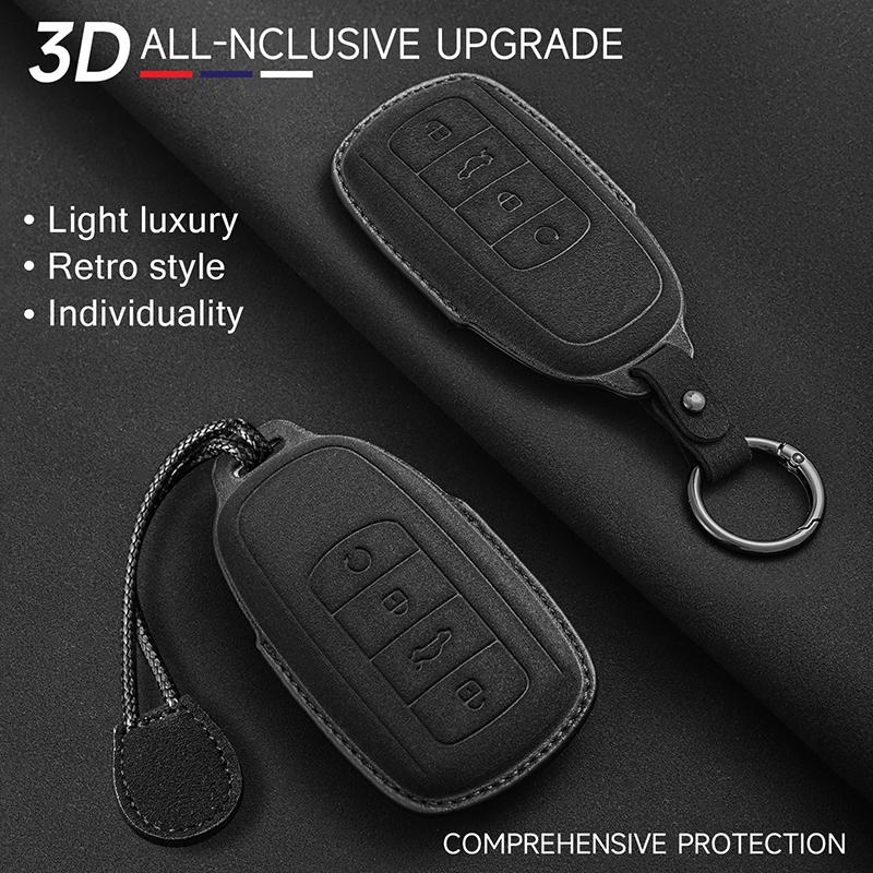 Suede Faux Leather Car Key Case Cover For Chery Tiggo 3 4 5 7 Pro 8Pro Max Mvm X22 Dr3 Fora Fulwin T11 A1 A3