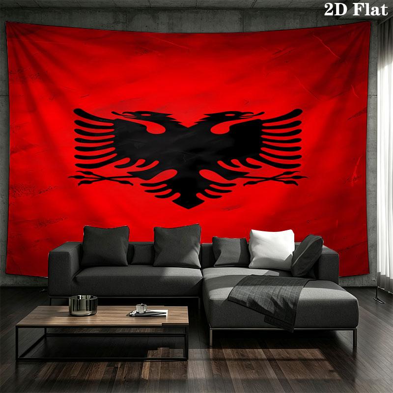 Republic of Albania Wall Tapestry Aesthetic Wall Hanging Printed Fabric Blanket Decorative Tapestries for Bedroom Living Room Home Decor