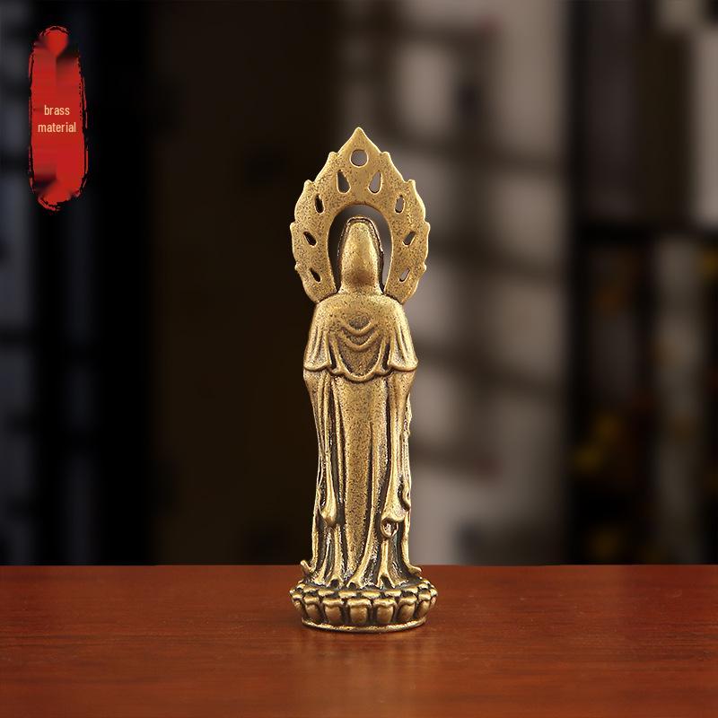 Ornamento Bodhisattva Guanyin in Rame Puro per Casa e Soggiorno