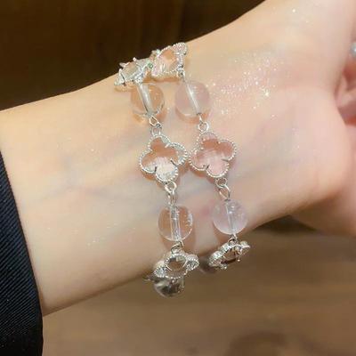 Elegantes weißes Kristallglas-Perlenarmband für Damen: Einfacher, Frischer, Vielseitiger, Hochwertiger Schmuck