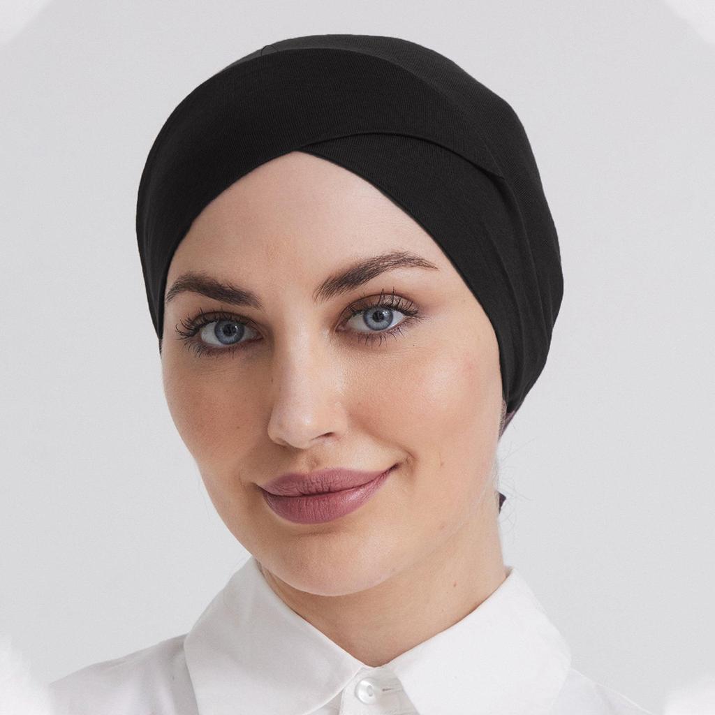Cotton Forehead Cross Inner Cap Tie Back Muslim Under Scarf Cap Jersey Under Hijab Bonnet Femme Musulman Turbante Mujer Headband