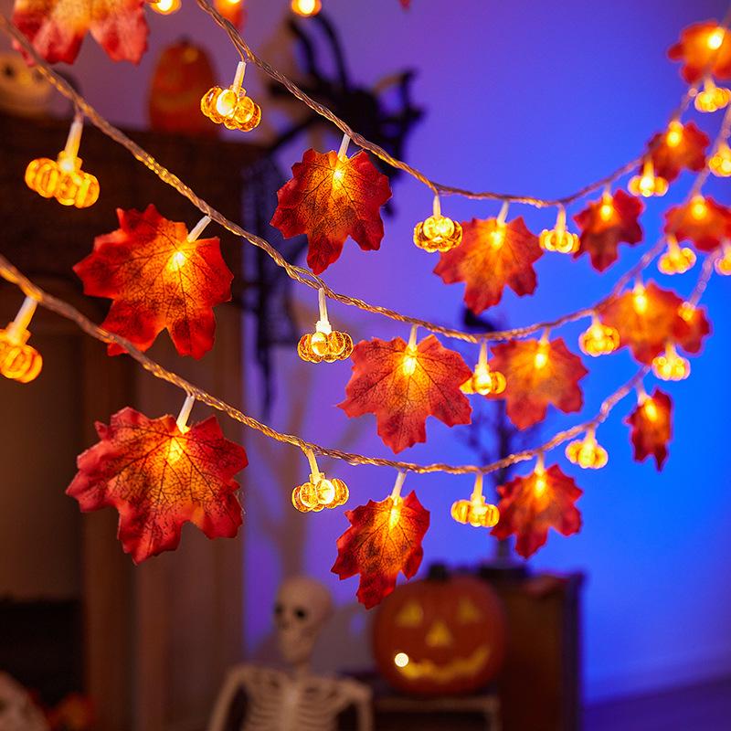 Halloween LED Pumpkin, Ghost & Bat Decorative String Lights for Courtyard Party - Colorful Atmosphere Lights
