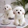 Adorable White Maltese Plush Toy, Fiber Filled, Long Haired Stuffed Animal, 33x24x16cm/38x26x21cm