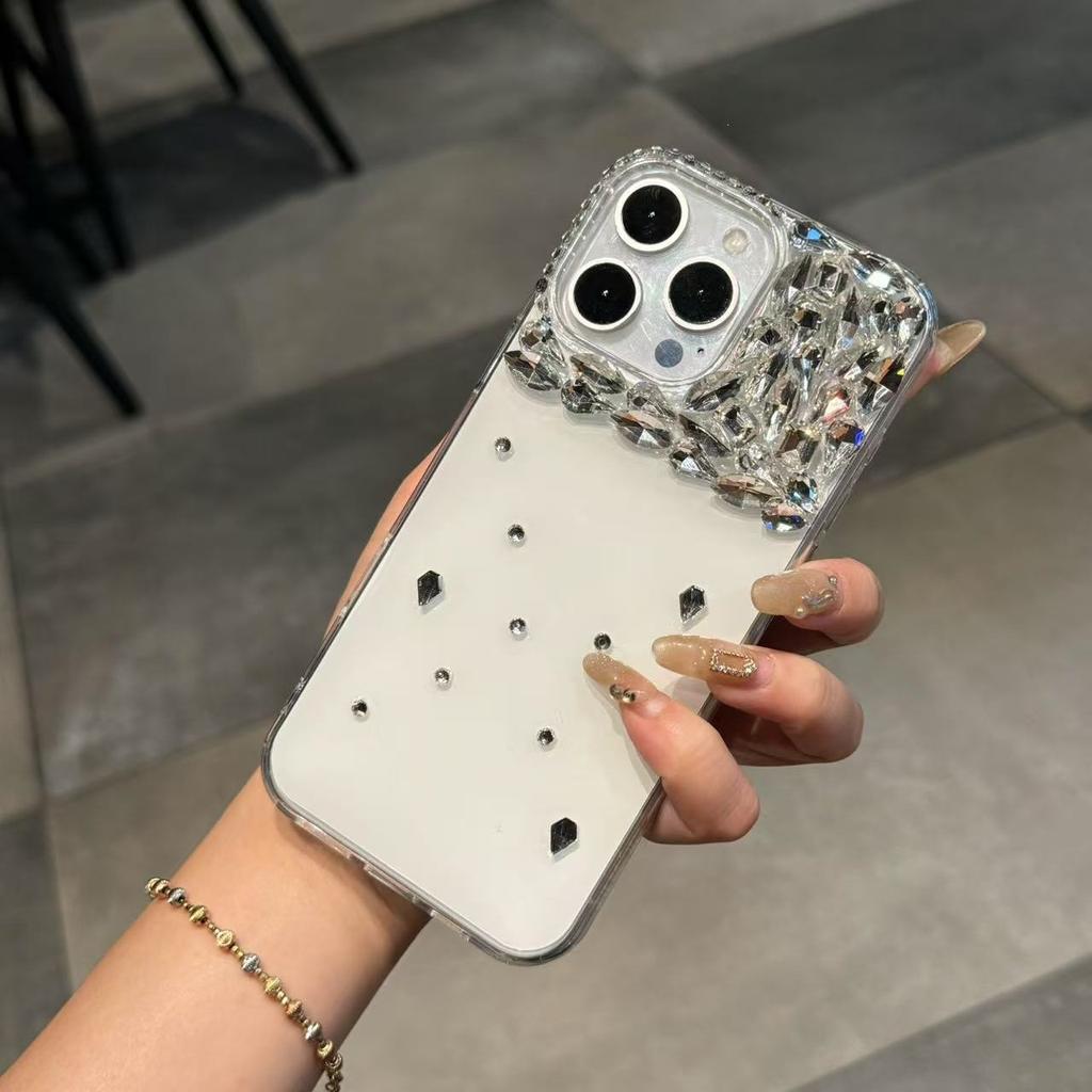 Light luxury jelly IMD half diamond for iphone17promax aurora white mobile phone case Apple 16 premium sense 15