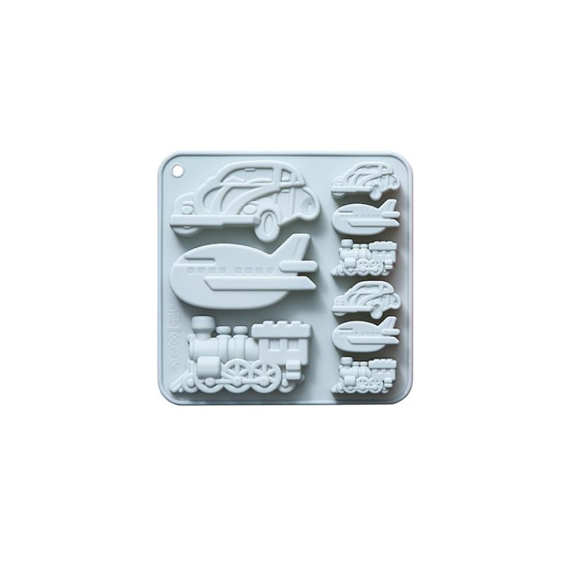 Schokoladen-Silikonformen 3D Oldtimer Zug Flugzeug DIY Silikon Fondant Kuchenform Tablett Backwerkzeuge für Süßigkeiten Mousse