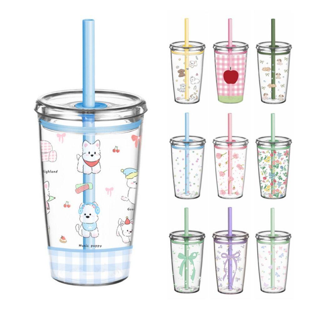 450ML Straw Cup Tritan Water Cup Portable Milk Tea Cup  Sports Fitness