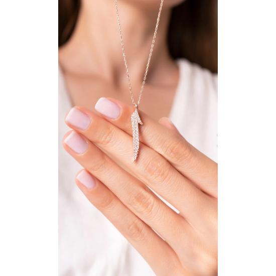 

925 Sterling Silver Rose Elif Letter Necklace