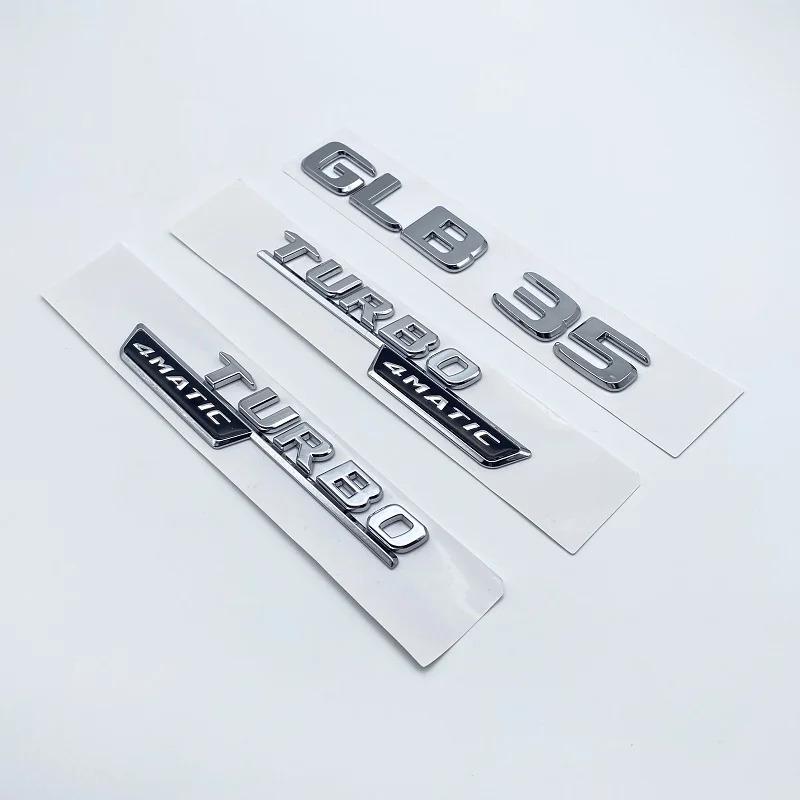 2017 3D ABS Glossy Black Silver Letters GLB35 Turbo 4matic Emblem for Mercedes Benz AMG Car Fender Trunk X247 Rear Logo Sticker LG0