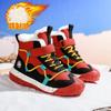 Children's Red Winter Snow Boots: Velvet-Lined, Waterproof Leather, Warm & Thick for Boys