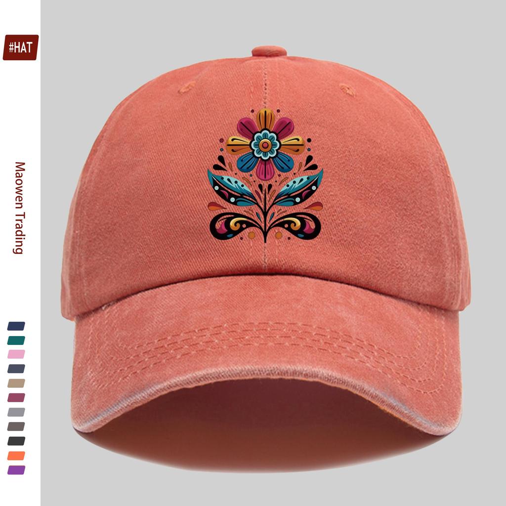 pc Colorful Floral Pattern Printed Baseball Cap Ethnic Style Artistic Vacation Fashion Design Sun Hat Party Decor Hat Comfor