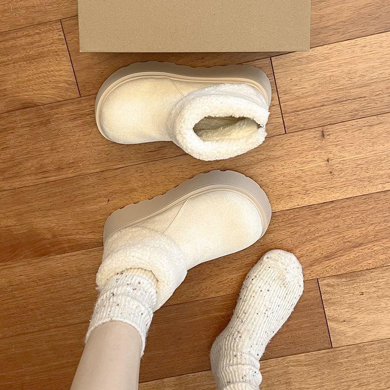 Beautiful thick-soled heightening velvet non-slip short boots autumn simple warm snow boots women's