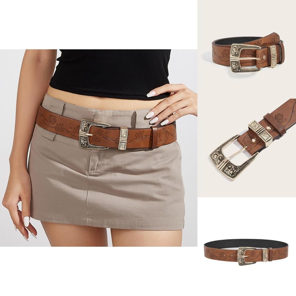 Fashion Flower Pattern Metal Buckle Decoration Women Casual Belt For Unisex Fashion