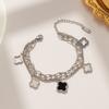 Stainless Steel Double Layer Four Leaf Clover Bracelet Women Minimalist Fashion Jewelry Gift