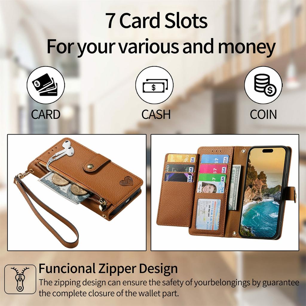 For Xiaomi 15T Pro Case RFID Blocking Zipper Pocket Leather Wallet Phone Cover with Strap