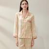 Spring and Autumn French Sweet Girl Sense of Floral Simulation Silk Pajamas Homewear Women Long-Sleeved Long Pants Homewear