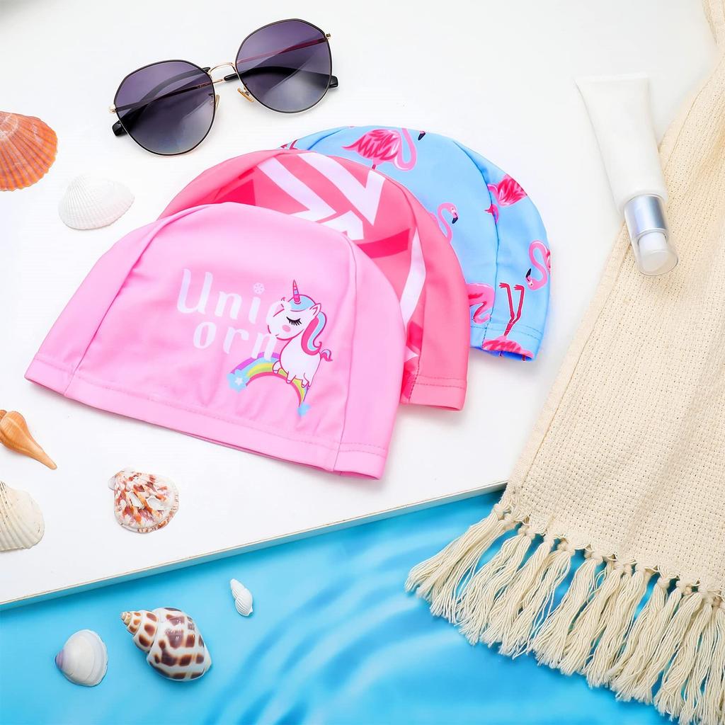 Swim Cap Cute Cartoon Children's Swimming Cap Waterproof Cap Unicorn Swimming Hat for Toddlers Kids Boys Girls
