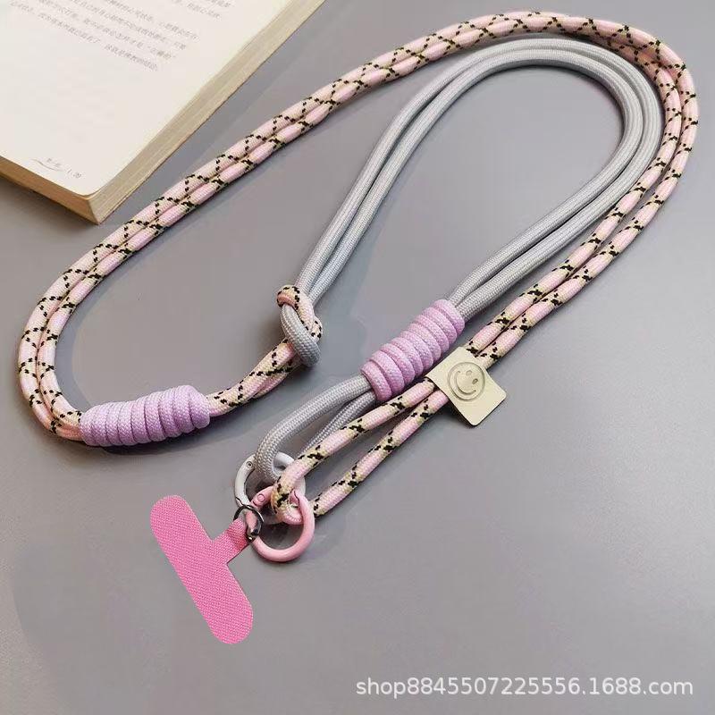 Mobile Phone Lanyard Cross-body Halter Dual-purpose Adjustable Braided Rope Strap Hanging Chain Long Women s Lanyard Universal Mobile Phone Case 1Pcs розовый