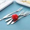 Fourchette à fruits Acier inoxydable Fourchette à deux dents Fourchette à gâteau Petite fourchette occidentale Accessoires de cuisine ménagers multifonctionnels