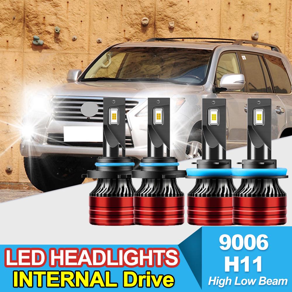 9006 H11 LED Headlights High Low Beam 24000LM 6000K White Bright 3570 CSP Chip Turbo Fan Auto HeadLamps