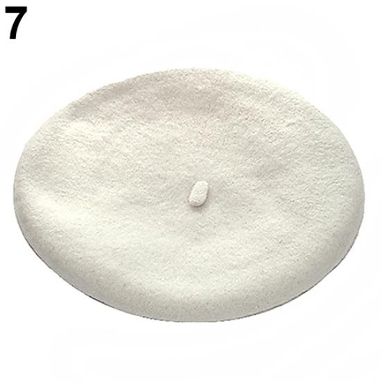 Damen Klassischer Wollfilz Warm Französische Baskenmütze Mütze Einzelfarbe Süße Mini-Kappe