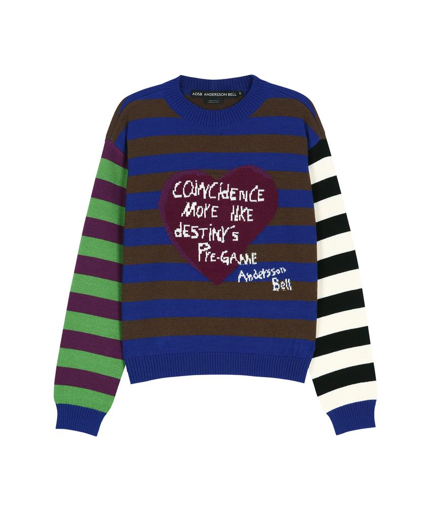 ADSB ANDERSSON BELL Girls Heart Message Crew-Neck Sweater Atb1464W(Blue/Green)