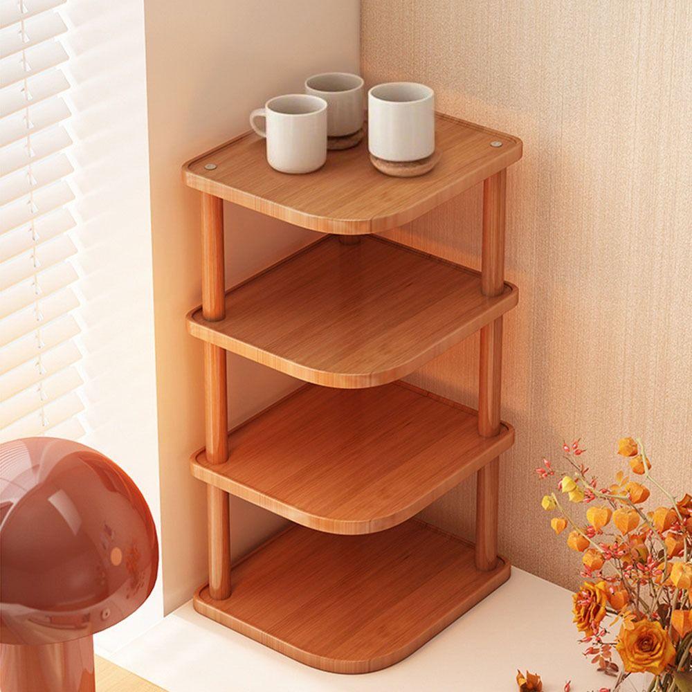 Stackable Desktop Corner Stand Vertical Design Corner Storage Rack Wood Book Shelf  Household