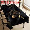 2D Flach 1 Stück Schwarz und Golden Floral Tischdecke, Geeignet für Picknicks, Camping, Hochzeiten, Geburtstagsfeiern, Festivals und Heimküche Esszimmer Dek