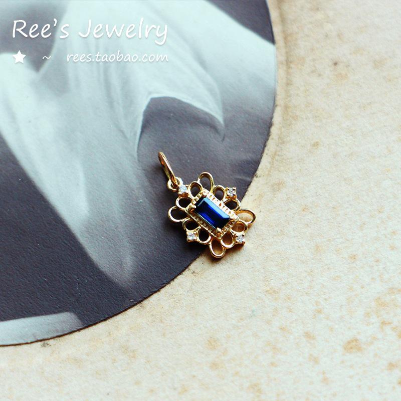 Blue Sapphire & Zircon Filigree Pendant Necklace in Gold-Plated 925 Sterling Silver for Women Adjustable 45 cm золотой