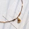 Wind High Quality Maillard Natural Tiger's Eye Stone Shell Mini Collarbone Chain Necklace for Women